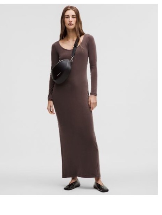 lululemon athletica Dresses & Skirts - lululemon Drapey Softstreme Espresso long sleeve maxi dress, and free tote